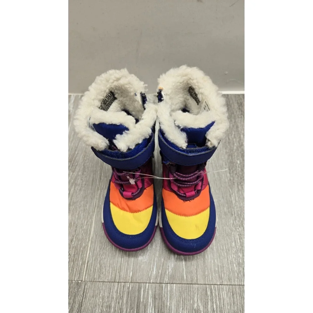 Merrell Alpine Puffer‎ JR Waterproof Winter Boots Blue Rainbow Kids Toddler Sz 6